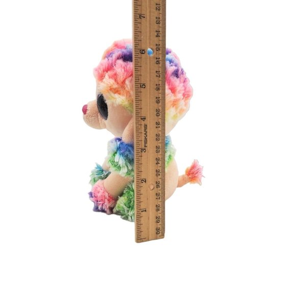 Ty Beanie Boos Rainbow Poodle Dog Plush Bean‎ Bag Toy Large Eyes 6" Colorful - Picture 5 of 6